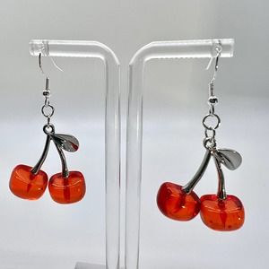 Cherry Earrings - Fruit Earrings - Summer Dangle Earrings